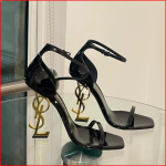 Black Patent Leather Gold Heel